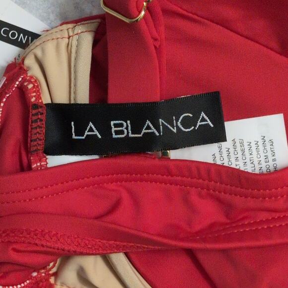 La Blanca Cherry Red Island Goddess Underwire Twist Front Bra Top Size 12 New - Picture 6 of 11